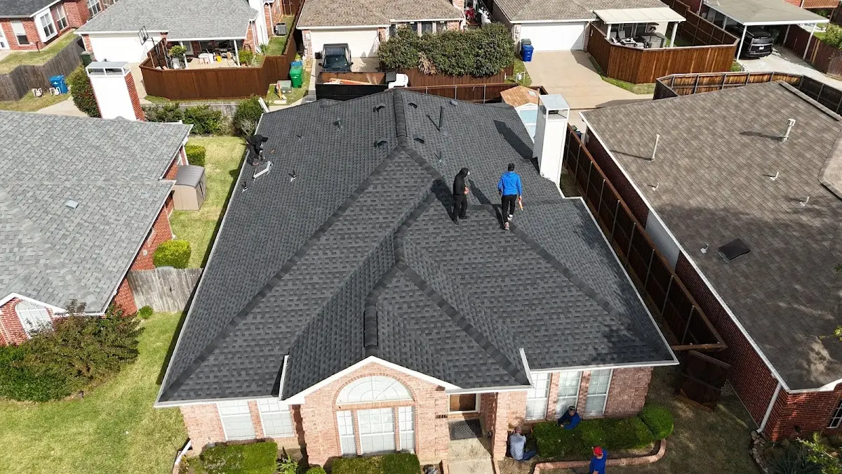 Slate & Tile Roof Repair work in progress on a Pauls Valley property